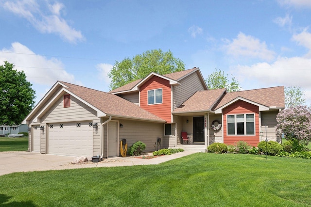 1665 Royal Oak Dr, Chaska, MN 55318 - view of front of property with roof with shingles, an attached garage, a front lawn, and driveway