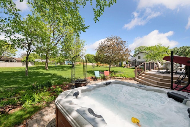 1665 Royal Oak Dr, Chaska, MN 55318 - view of patio featuring a hot tub and a deck