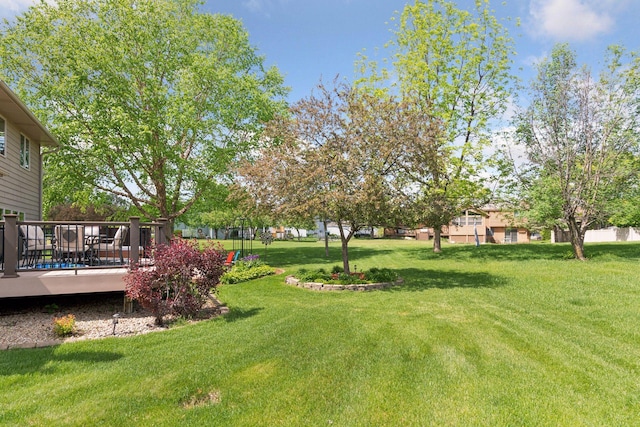 1665 Royal Oak Dr, Chaska, MN 55318 - view of green lawn featuring a deck
