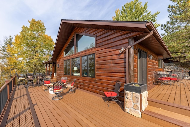 36737 Shoreview Dr, Wabana Twp, MN 55744 - wooden deck featuring outdoor dining area