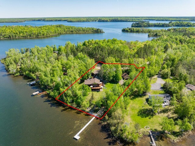 36737 Shoreview Dr, Wabana Twp, MN 55744 - view of property location with a large body of water, property boundaries highlighted, and a forest