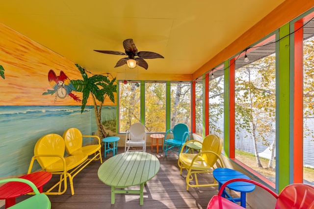 36737 Shoreview Dr, Wabana Twp, MN 55744 - sunroom featuring plenty of natural light and a ceiling fan