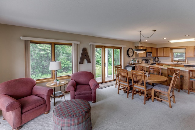 8012 Par Five Dr, South Harbor Twp, MN 56359 - dining room with light carpet and recessed lighting