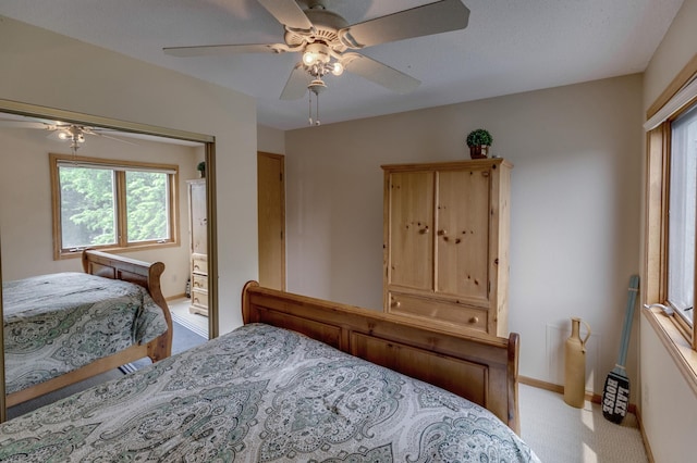 8012 Par Five Dr, South Harbor Twp, MN 56359 - bedroom featuring light carpet and a ceiling fan