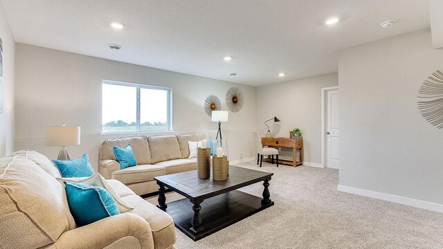 6562 208th St W, Farmington, MN 55024 - living area featuring light carpet, recessed lighting, and baseboards
