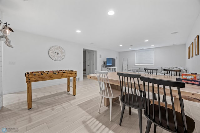 508 13th St NE, Dilworth, MN 56529 - dining space with light wood-style flooring and recessed lighting