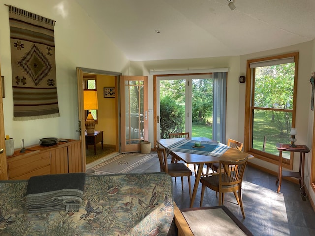 37165 300th Ave NE, Rollis Twp, MN 56724 - dining area featuring lofted ceiling and baseboards