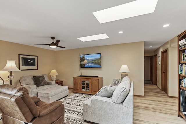 14575 Burma Ave W Unit 306, Rosemount, MN 55068 - living room with a skylight, light wood-type flooring, recessed lighting, baseboards, and ceiling fan