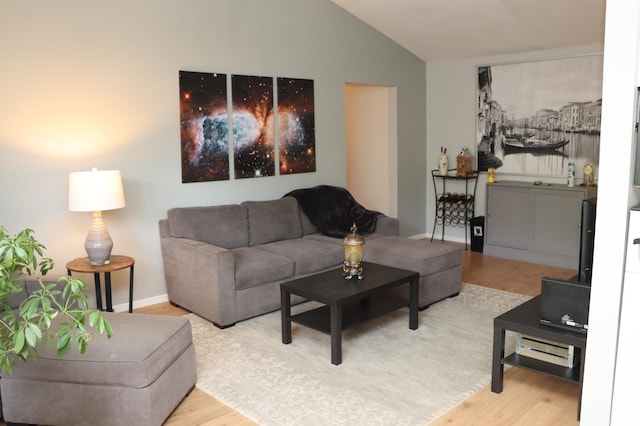 814 Old Settlers Trl Unit 6, Hopkins, MN 55343 - living area with wood finished floors, lofted ceiling, and baseboards