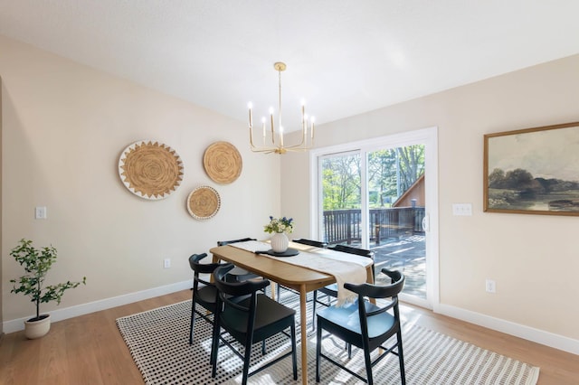 8464 Greenwood Dr, Mounds View, MN 55112 - dining space with a chandelier, light wood-type flooring, and baseboards