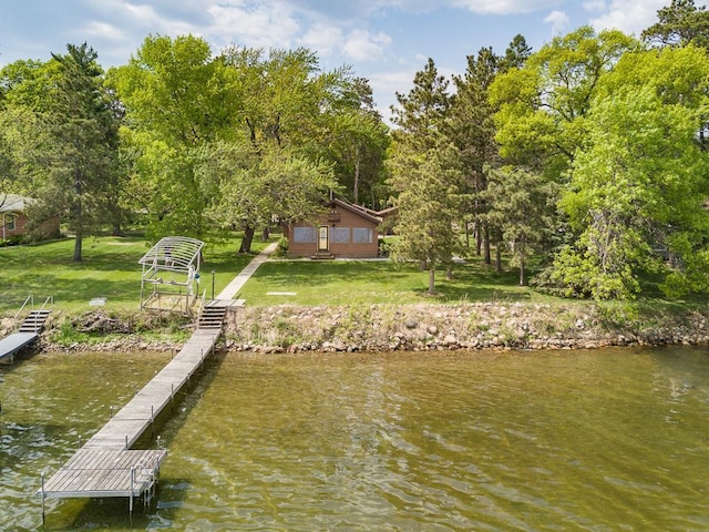 6769 County Road 13, Lake Edward Twp, MN 56468 - dock area featuring a water view and a yard