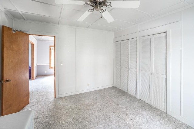 6769 County Road 13, Lake Edward Twp, MN 56468 - unfurnished bedroom with carpet, multiple closets, and ceiling fan