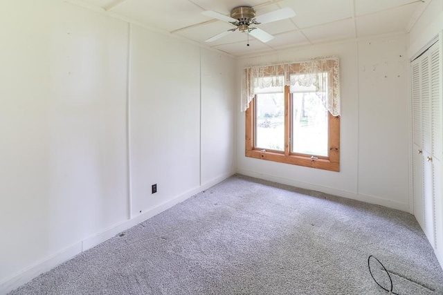 6769 County Road 13, Lake Edward Twp, MN 56468 - empty room featuring light colored carpet, a ceiling fan, and baseboards