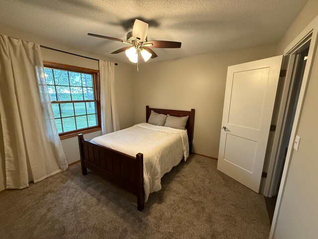 50429 245th Ave, Staples Twp, MN 56479 - carpeted bedroom featuring a ceiling fan and a textured ceiling