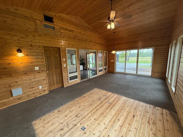 50429 245th Ave, Staples Twp, MN 56479 - unfurnished sunroom with ceiling fan and lofted ceiling