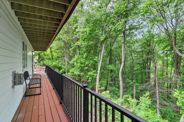 216 Crestview Cir, Jordan, MN 55352 - wooden terrace with a forest view