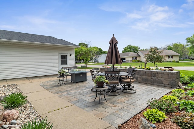 216 Crestview Cir, Jordan, MN 55352 - view of patio / terrace with outdoor dining area and a residential view