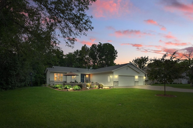 216 Crestview Cir, Jordan, MN 55352 - single story home with a front lawn, an attached garage, and concrete driveway