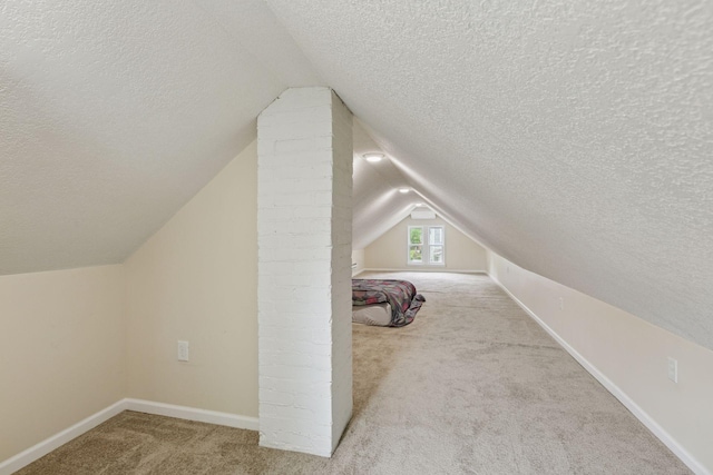 2005 Nokomis Ave, Saint Paul, MN 55119 - additional living space with a textured ceiling, carpet flooring, vaulted ceiling, and baseboards