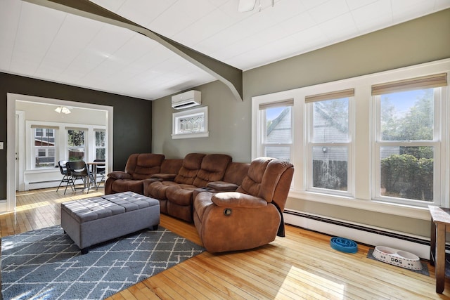 2005 Nokomis Ave, Saint Paul, MN 55119 - living area with a wall unit AC, hardwood / wood-style flooring, and plenty of natural light