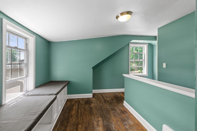 7537 Wentworth Ave, Richfield, MN 55423 - corridor with dark wood-type flooring, baseboards, and vaulted ceiling