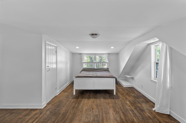 7537 Wentworth Ave, Richfield, MN 55423 - bedroom featuring dark wood-type flooring, baseboards, and recessed lighting