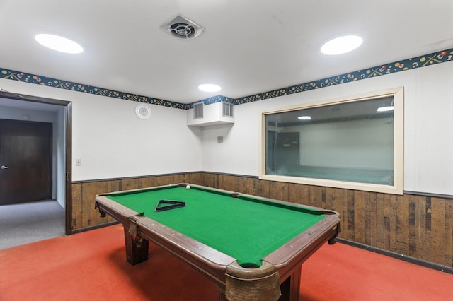 4207 Lakeside Ave N Unit 328, Brooklyn Center, MN 55429 - playroom with carpet, a wainscoted wall, billiards, and wooden walls