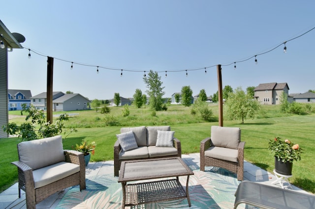 1756 34th St NE, Sauk Rapids, MN 56379 - view of patio / terrace with outdoor lounge area and a residential view