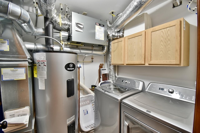 1756 34th St NE, Sauk Rapids, MN 56379 - washroom with cabinet space, electric water heater, and separate washer and dryer
