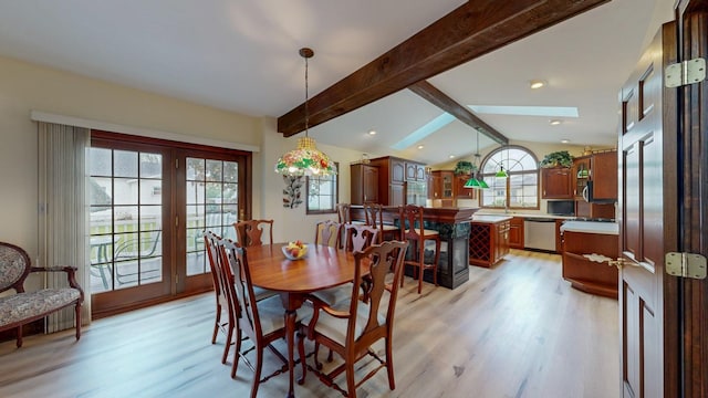 402 Main St, Racine, MN 55967 - dining room with light wood-style flooring and french doors
