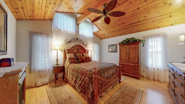 402 Main St, Racine, MN 55967 - bedroom featuring light wood-type flooring, wooden ceiling, and high vaulted ceiling