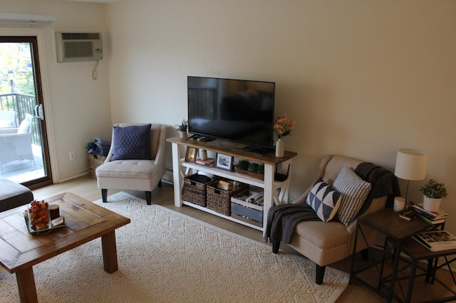 2800 Hillsboro Ave N Unit 316, New Hope, MN 55427 - living area with a wall mounted air conditioner and wood finished floors
