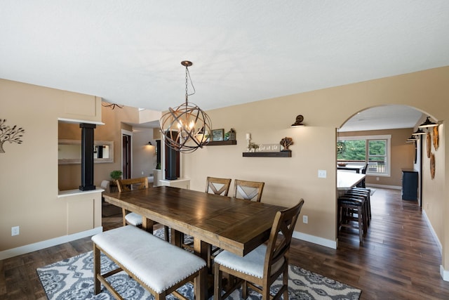 6339 140th Ave SE, Clear Lake, MN 55319 - dining area with arched walkways, wood finished floors, and a chandelier