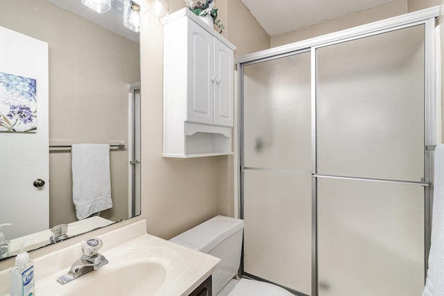 3514 Douglas Dr N, Crystal, MN 55422 - bathroom with a shower with door, vanity, and toilet