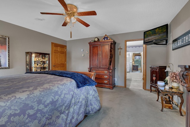 72959 235th St, Dassel, MN 55325 - bedroom with light colored carpet, a ceiling fan, and ensuite bath