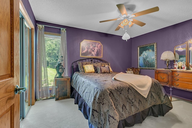 72959 235th St, Dassel, MN 55325 - carpeted bedroom featuring a textured ceiling and ceiling fan