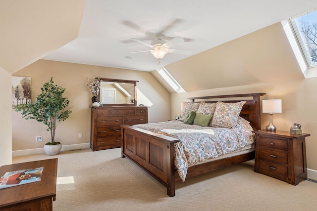 12159 Quail Avenue Ln N, Stillwater, MN 55082 - bedroom with a skylight, light colored carpet, baseboards, and lofted ceiling
