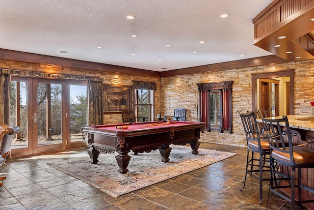 12159 Quail Avenue Ln N, Stillwater, MN 55082 - rec room with a textured ceiling, recessed lighting, and billiards