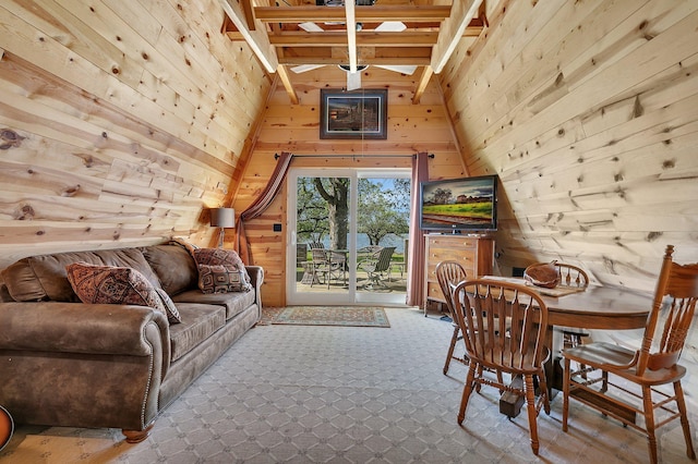 19663 County Road 9 NE, New London Twp, MN 56273 - living area featuring wooden walls