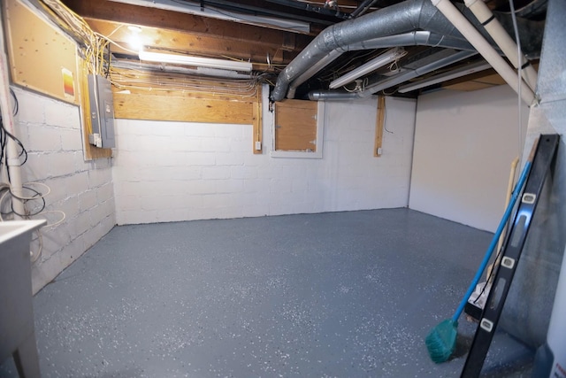 546 2nd St SE, Perham, MN 56573 - unfinished below grade area with electric panel and concrete block wall