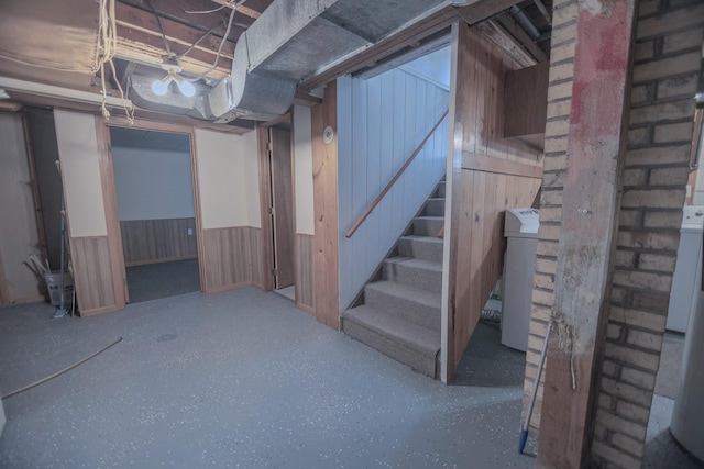 546 2nd St SE, Perham, MN 56573 - unfinished basement with a wainscoted wall and stairs