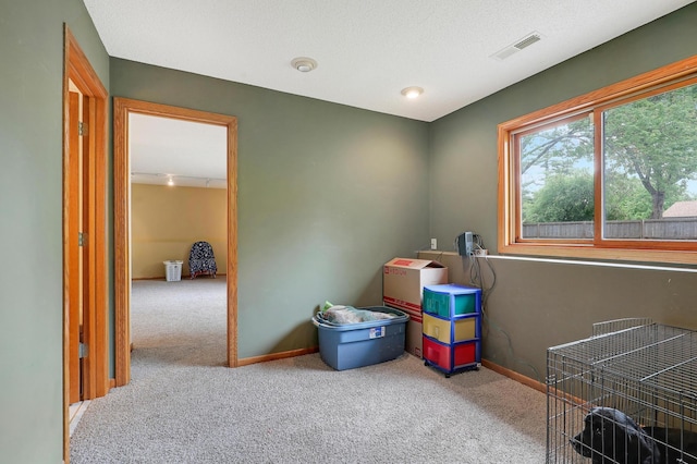interior space featuring carpet and baseboards
