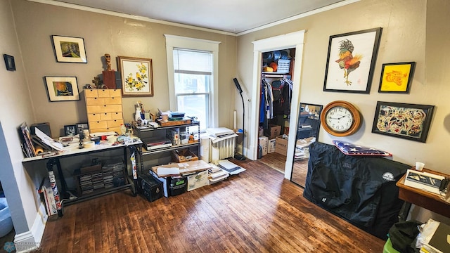 728 8th St N, Fargo, ND 58102 - office area featuring hardwood / wood-style flooring and ornamental molding