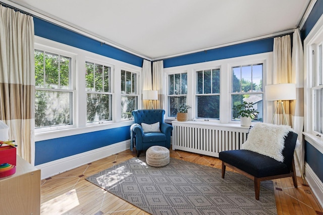 1310 Fairmount Ave, Saint Paul, MN 55105 - living area with radiator, baseboards, and wood finished floors