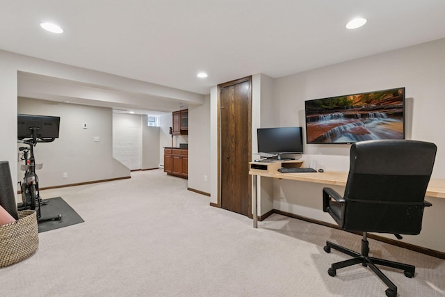 1310 Fairmount Ave, Saint Paul, MN 55105 - office area featuring light colored carpet, baseboards, and recessed lighting