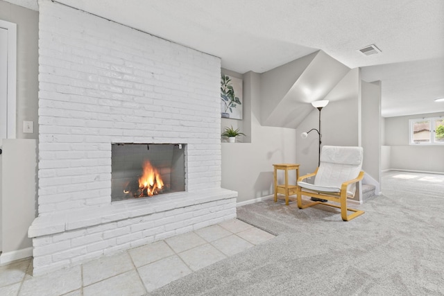 228 16th Ave SW, New Brighton, MN 55112 - living area with carpet floors, baseboards, and a brick fireplace