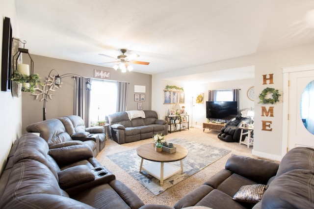 2758 220th St, Madison, MN 56256 - carpeted living room featuring a ceiling fan