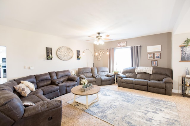 2758 220th St, Madison, MN 56256 - living room featuring carpet flooring and a ceiling fan