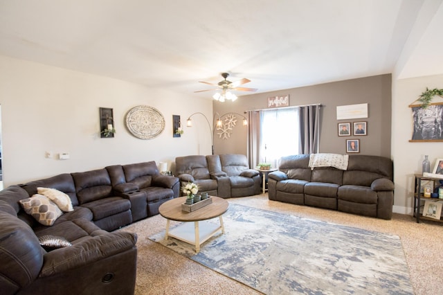 2758 220th St, Madison, MN 56256 - carpeted living area featuring ceiling fan and arched walkways