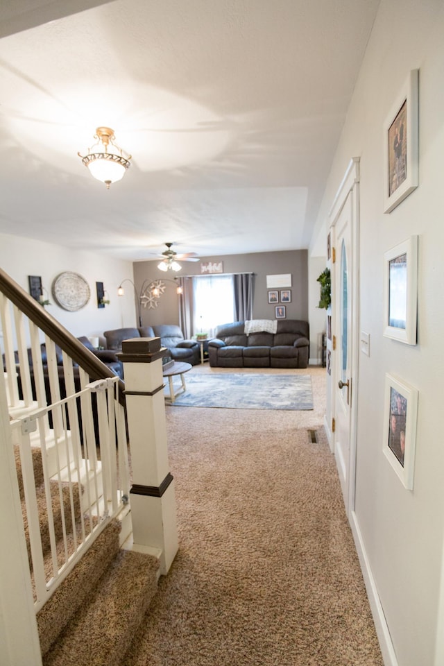 2758 220th St, Madison, MN 56256 - hall with carpet floors and stairs